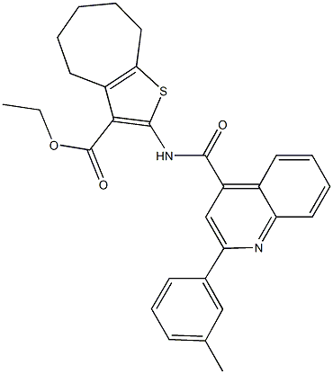 ethyl 2-({[2-(3-methylphenyl)-4-quinolinyl]carbonyl}amino)-5,6,7,8-tetrahydro-4H-cyclohepta[b]thiophene-3-carboxylate Structure