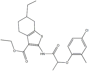 ethyl 2-{[2-(4-chloro-2-methylphenoxy)propanoyl]amino}-6-ethyl-4,5,6,7-tetrahydro-1-benzothiophene-3-carboxylate Structure