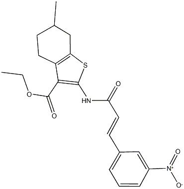 ethyl 2-[(3-{3-nitrophenyl}acryloyl)amino]-6-methyl-4,5,6,7-tetrahydro-1-benzothiophene-3-carboxylate Structure