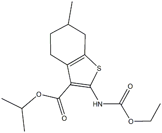 isopropyl 2-[(ethoxycarbonyl)amino]-6-methyl-4,5,6,7-tetrahydro-1-benzothiophene-3-carboxylate 구조식 이미지