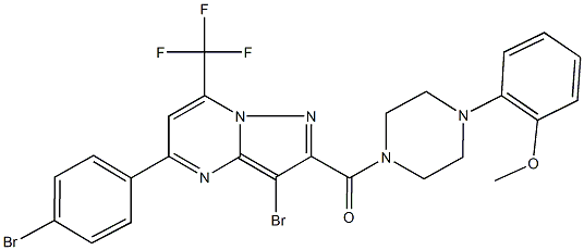 2-(4-{[3-bromo-5-(4-bromophenyl)-7-(trifluoromethyl)pyrazolo[1,5-a]pyrimidin-2-yl]carbonyl}-1-piperazinyl)phenyl methyl ether 구조식 이미지