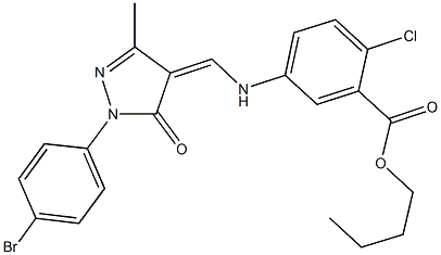 butyl 5-({[1-(4-bromophenyl)-3-methyl-5-oxo-1,5-dihydro-4H-pyrazol-4-ylidene]methyl}amino)-2-chlorobenzoate Structure