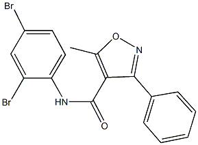 N-(2,4-dibromophenyl)-5-methyl-3-phenyl-4-isoxazolecarboxamide 구조식 이미지