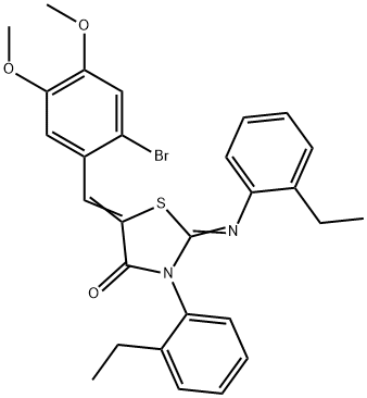 5-(2-bromo-4,5-dimethoxybenzylidene)-3-(2-ethylphenyl)-2-[(2-ethylphenyl)imino]-1,3-thiazolidin-4-one 구조식 이미지