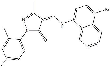 4-{[(4-bromo-1-naphthyl)amino]methylene}-2-(2,4-dimethylphenyl)-5-methyl-2,4-dihydro-3H-pyrazol-3-one 구조식 이미지