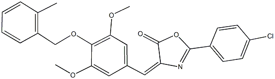 2-(4-chlorophenyl)-4-{3,5-dimethoxy-4-[(2-methylbenzyl)oxy]benzylidene}-1,3-oxazol-5(4H)-one 구조식 이미지