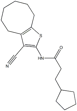 N-(3-cyano-4,5,6,7,8,9-hexahydrocycloocta[b]thien-2-yl)-3-cyclopentylpropanamide 구조식 이미지