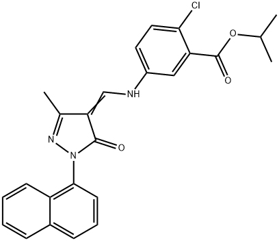 isopropyl 2-chloro-5-({[3-methyl-1-(1-naphthyl)-5-oxo-1,5-dihydro-4H-pyrazol-4-ylidene]methyl}amino)benzoate 구조식 이미지