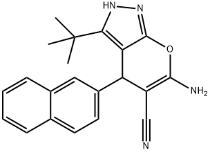 6-amino-3-tert-butyl-4-(2-naphthyl)-2,4-dihydropyrano[2,3-c]pyrazole-5-carbonitrile 구조식 이미지