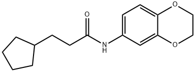 3-cyclopentyl-N-(2,3-dihydro-1,4-benzodioxin-6-yl)propanamide 구조식 이미지