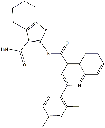 N-[3-(aminocarbonyl)-4,5,6,7-tetrahydro-1-benzothien-2-yl]-2-(2,4-dimethylphenyl)-4-quinolinecarboxamide 구조식 이미지