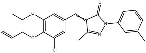 4-[4-(allyloxy)-3-chloro-5-ethoxybenzylidene]-5-methyl-2-(3-methylphenyl)-2,4-dihydro-3H-pyrazol-3-one 구조식 이미지