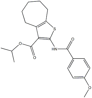 isopropyl 2-[(4-methoxybenzoyl)amino]-5,6,7,8-tetrahydro-4H-cyclohepta[b]thiophene-3-carboxylate 구조식 이미지