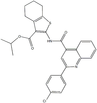 isopropyl 2-({[2-(4-chlorophenyl)-4-quinolinyl]carbonyl}amino)-4,5,6,7-tetrahydro-1-benzothiophene-3-carboxylate 구조식 이미지