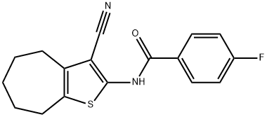 N-(3-cyano-5,6,7,8-tetrahydro-4H-cyclohepta[b]thiophen-2-yl)-4-fluorobenzamide 구조식 이미지