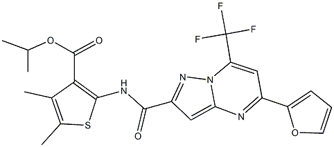 isopropyl 2-({[5-(2-furyl)-7-(trifluoromethyl)pyrazolo[1,5-a]pyrimidin-2-yl]carbonyl}amino)-4,5-dimethyl-3-thiophenecarboxylate 구조식 이미지