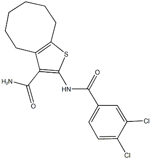 2-[(3,4-dichlorobenzoyl)amino]-4,5,6,7,8,9-hexahydrocycloocta[b]thiophene-3-carboxamide 구조식 이미지