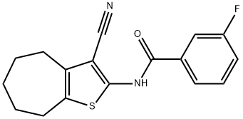 N-(3-cyano-5,6,7,8-tetrahydro-4H-cyclohepta[b]thien-2-yl)-3-fluorobenzamide 구조식 이미지