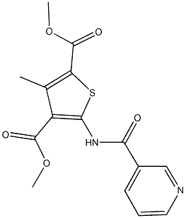 dimethyl 3-methyl-5-[(3-pyridinylcarbonyl)amino]-2,4-thiophenedicarboxylate Structure