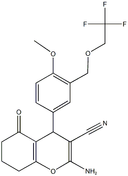 2-amino-4-{4-methoxy-3-[(2,2,2-trifluoroethoxy)methyl]phenyl}-5-oxo-5,6,7,8-tetrahydro-4H-chromene-3-carbonitrile 구조식 이미지