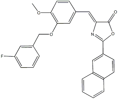 4-{3-[(3-fluorobenzyl)oxy]-4-methoxybenzylidene}-2-(2-naphthyl)-1,3-oxazol-5(4H)-one 구조식 이미지