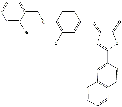 4-{4-[(2-bromobenzyl)oxy]-3-methoxybenzylidene}-2-(2-naphthyl)-1,3-oxazol-5(4H)-one 구조식 이미지