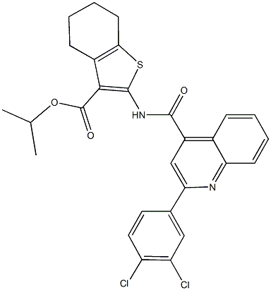 isopropyl 2-({[2-(3,4-dichlorophenyl)-4-quinolinyl]carbonyl}amino)-4,5,6,7-tetrahydro-1-benzothiophene-3-carboxylate 구조식 이미지