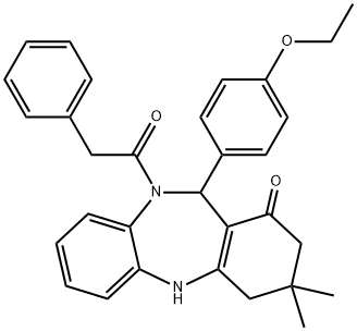 11-(4-ethoxyphenyl)-3,3-dimethyl-10-(phenylacetyl)-2,3,4,5,10,11-hexahydro-1H-dibenzo[b,e][1,4]diazepin-1-one Structure