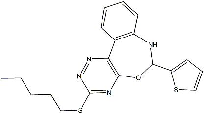 3-(pentylsulfanyl)-6-(2-thienyl)-6,7-dihydro[1,2,4]triazino[5,6-d][3,1]benzoxazepine Structure