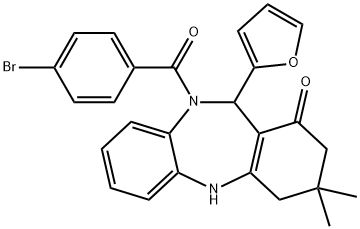 10-(4-bromobenzoyl)-11-(2-furyl)-3,3-dimethyl-2,3,4,5,10,11-hexahydro-1H-dibenzo[b,e][1,4]diazepin-1-one 구조식 이미지