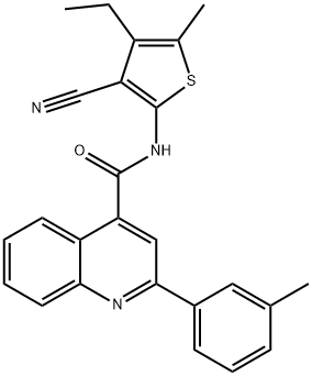 N-(3-cyano-4-ethyl-5-methyl-2-thienyl)-2-(3-methylphenyl)-4-quinolinecarboxamide 구조식 이미지