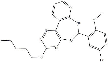 4-bromo-2-[3-(pentylsulfanyl)-6,7-dihydro[1,2,4]triazino[5,6-d][3,1]benzoxazepin-6-yl]phenyl methyl ether 구조식 이미지