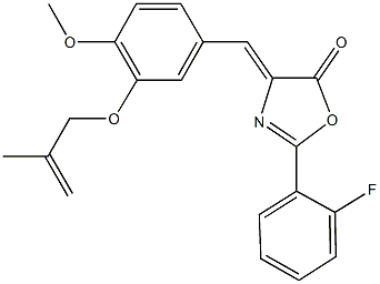2-(2-fluorophenyl)-4-{4-methoxy-3-[(2-methyl-2-propenyl)oxy]benzylidene}-1,3-oxazol-5(4H)-one 구조식 이미지