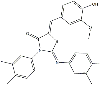 3-(3,4-dimethylphenyl)-2-[(3,4-dimethylphenyl)imino]-5-(4-hydroxy-3-methoxybenzylidene)-1,3-thiazolidin-4-one Structure