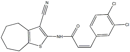 N-(3-cyano-5,6,7,8-tetrahydro-4H-cyclohepta[b]thien-2-yl)-3-(3,4-dichlorophenyl)acrylamide 구조식 이미지