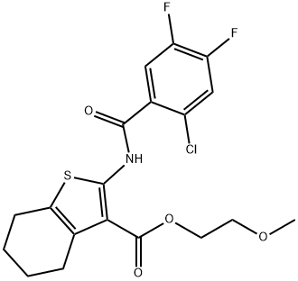 2-methoxyethyl 2-[(2-chloro-4,5-difluorobenzoyl)amino]-4,5,6,7-tetrahydro-1-benzothiophene-3-carboxylate 구조식 이미지