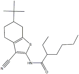 N-(6-tert-butyl-3-cyano-4,5,6,7-tetrahydro-1-benzothien-2-yl)-2-ethylhexanamide 구조식 이미지