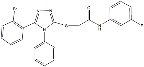 2-{[5-(2-bromophenyl)-4-phenyl-4H-1,2,4-triazol-3-yl]sulfanyl}-N-(3-fluorophenyl)acetamide 구조식 이미지