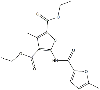 diethyl 3-methyl-5-[(5-methyl-2-furoyl)amino]-2,4-thiophenedicarboxylate 구조식 이미지