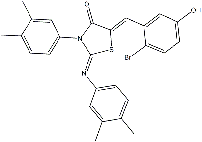 5-(2-bromo-5-hydroxybenzylidene)-3-(3,4-dimethylphenyl)-2-[(3,4-dimethylphenyl)imino]-1,3-thiazolidin-4-one 구조식 이미지