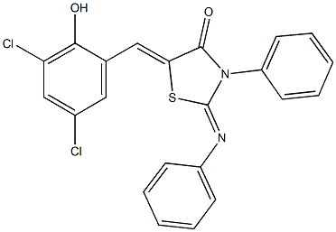 5-(3,5-dichloro-2-hydroxybenzylidene)-3-phenyl-2-(phenylimino)-1,3-thiazolidin-4-one 구조식 이미지