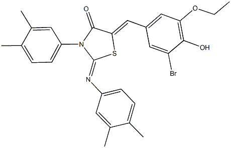 5-(3-bromo-5-ethoxy-4-hydroxybenzylidene)-3-(3,4-dimethylphenyl)-2-[(3,4-dimethylphenyl)imino]-1,3-thiazolidin-4-one 구조식 이미지