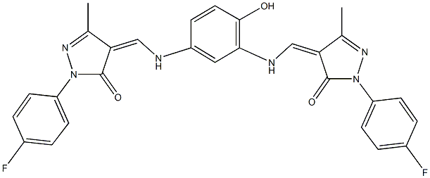 2-(4-fluorophenyl)-4-{[5-({[1-(4-fluorophenyl)-3-methyl-5-oxo-1,5-dihydro-4H-pyrazol-4-ylidene]methyl}amino)-2-hydroxyanilino]methylene}-5-methyl-2,4-dihydro-3H-pyrazol-3-one 구조식 이미지
