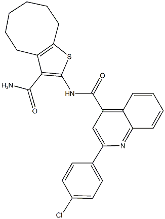 N-[3-(aminocarbonyl)-4,5,6,7,8,9-hexahydrocycloocta[b]thien-2-yl]-2-(4-chlorophenyl)-4-quinolinecarboxamide 구조식 이미지