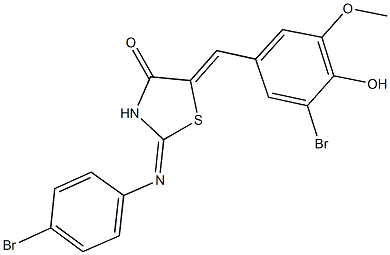 5-(3-bromo-4-hydroxy-5-methoxybenzylidene)-2-[(4-bromophenyl)imino]-1,3-thiazolidin-4-one 구조식 이미지