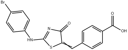 4-({2-[(4-bromophenyl)imino]-4-oxo-1,3-thiazolidin-5-ylidene}methyl)benzoic acid 구조식 이미지