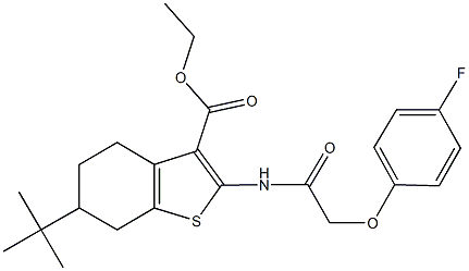 ethyl 6-tert-butyl-2-{[(4-fluorophenoxy)acetyl]amino}-4,5,6,7-tetrahydro-1-benzothiophene-3-carboxylate Structure