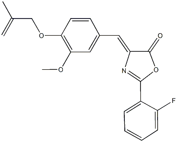 2-(2-fluorophenyl)-4-{3-methoxy-4-[(2-methyl-2-propenyl)oxy]benzylidene}-1,3-oxazol-5(4H)-one 구조식 이미지