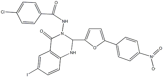 4-chloro-N-(2-(5-{4-nitrophenyl}-2-furyl)-6-iodo-4-oxo-1,4-dihydro-3(2H)-quinazolinyl)benzamide Structure