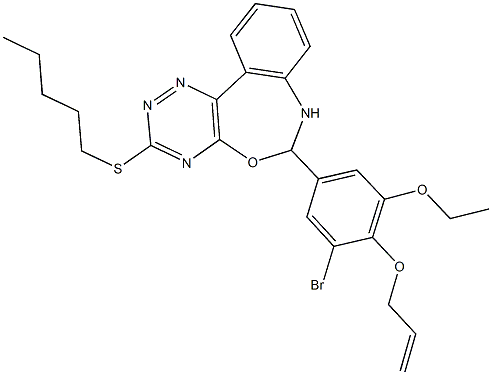 6-[4-(allyloxy)-3-bromo-5-ethoxyphenyl]-3-(pentylsulfanyl)-6,7-dihydro[1,2,4]triazino[5,6-d][3,1]benzoxazepine 구조식 이미지